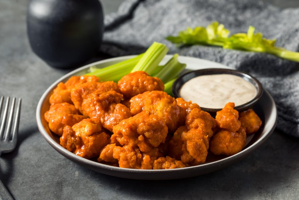 Homemade Fried Boneless Buffalo Chicken Wings with Ranch Dressing