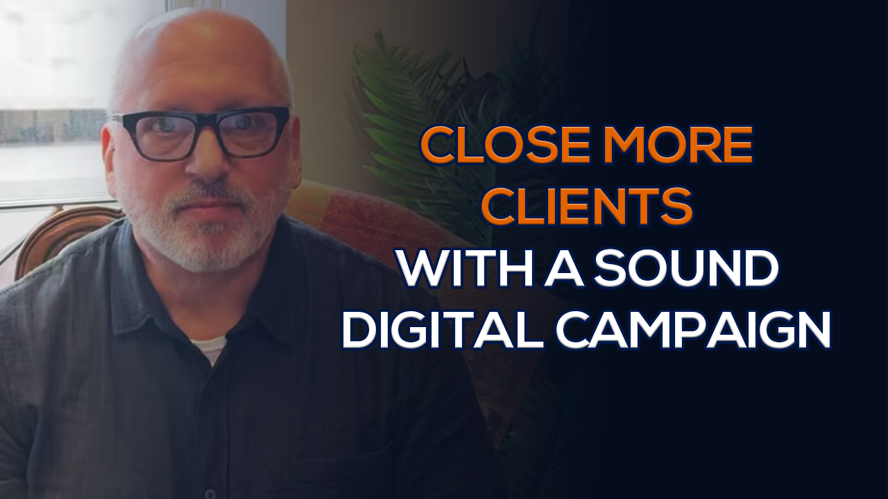 Photo showing John Capuano with text about winning clients with a digital marketing campaign