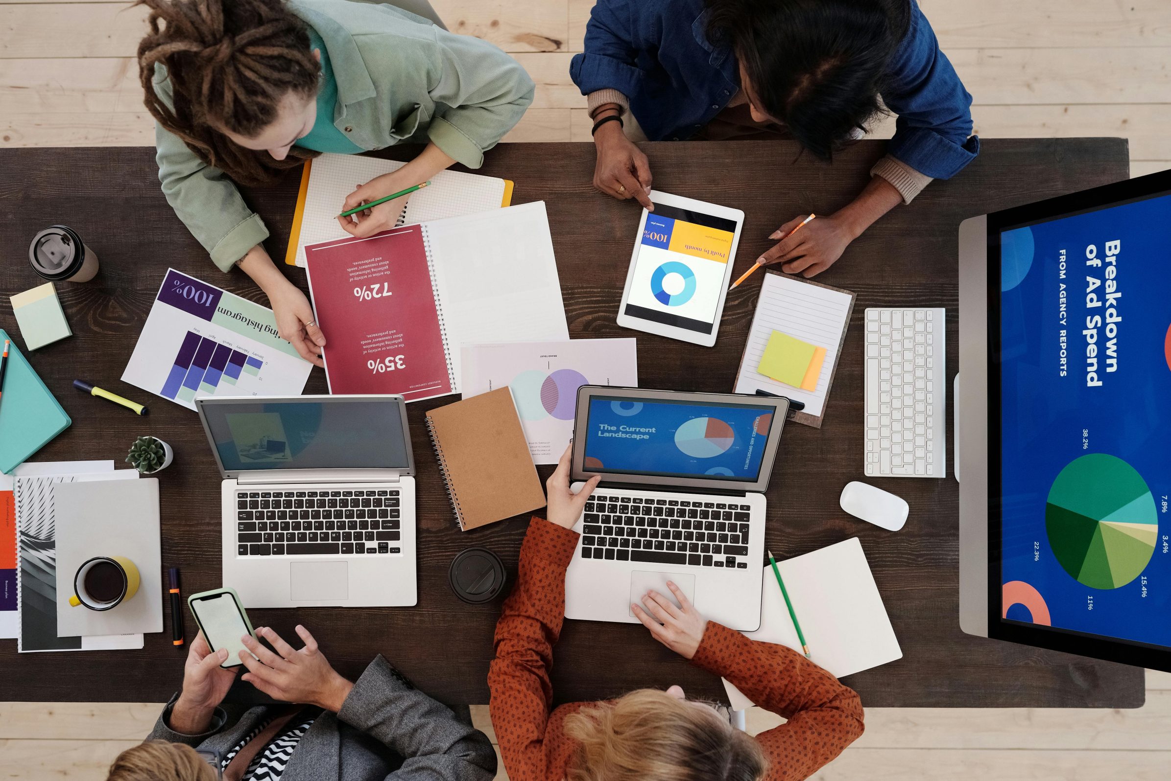 Advertising staff members working at computers